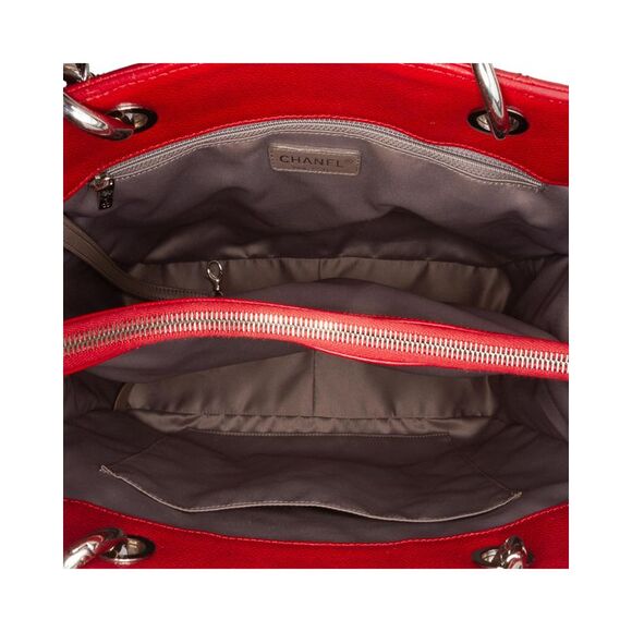 Pre Loved Chanel Classic Tote Quilted Caviar Leather Women Red Tote Bags - Picture 4 of 8